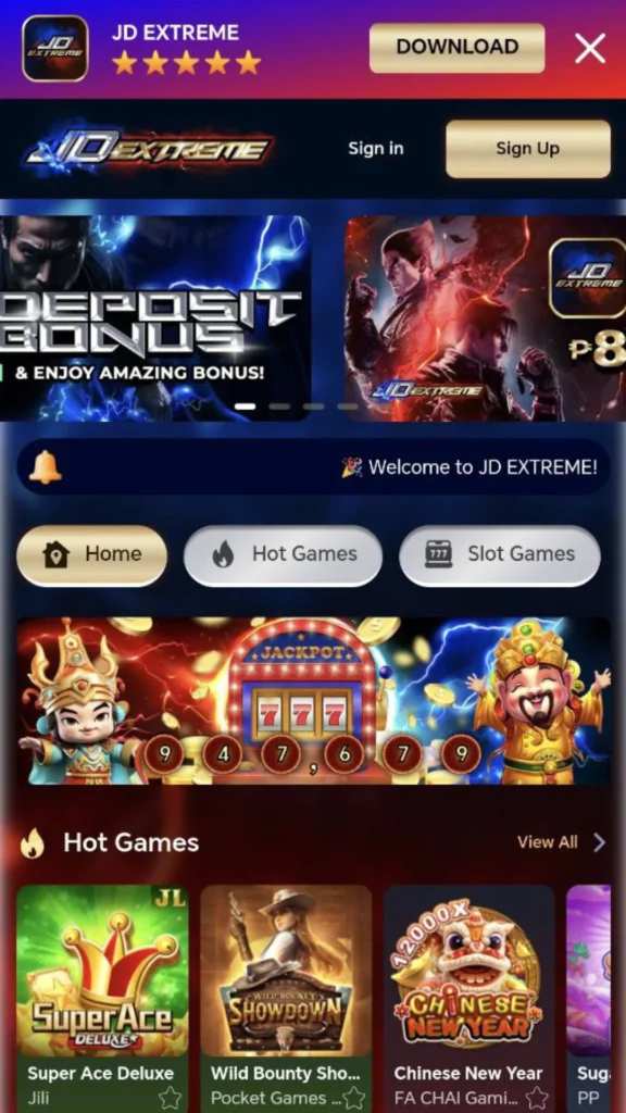 JD Extreme Casino App Preview - Lobby